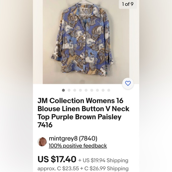 JM Collection 100% linen top - Picture 13 of 15